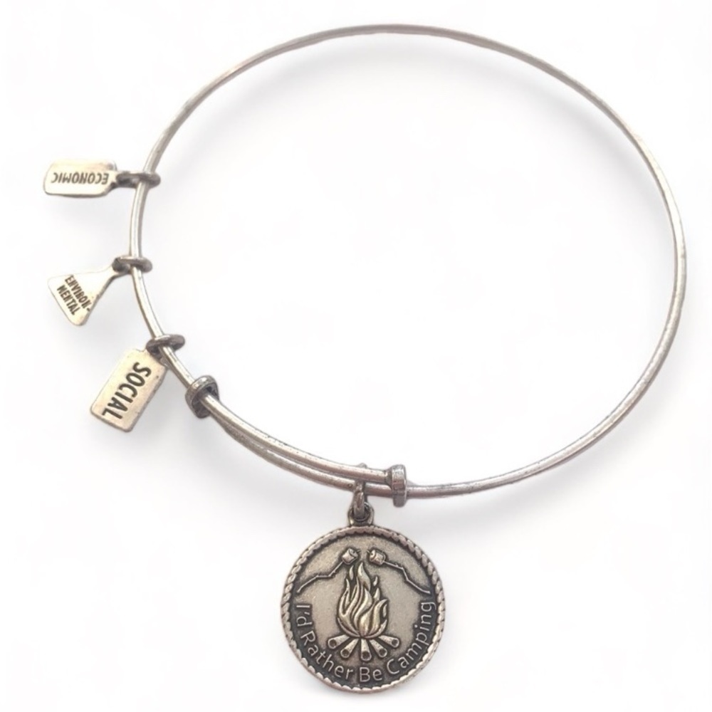 Wind & Fire Camping Charm Bracelet Silver Finish Expandable 2”- 3.5”